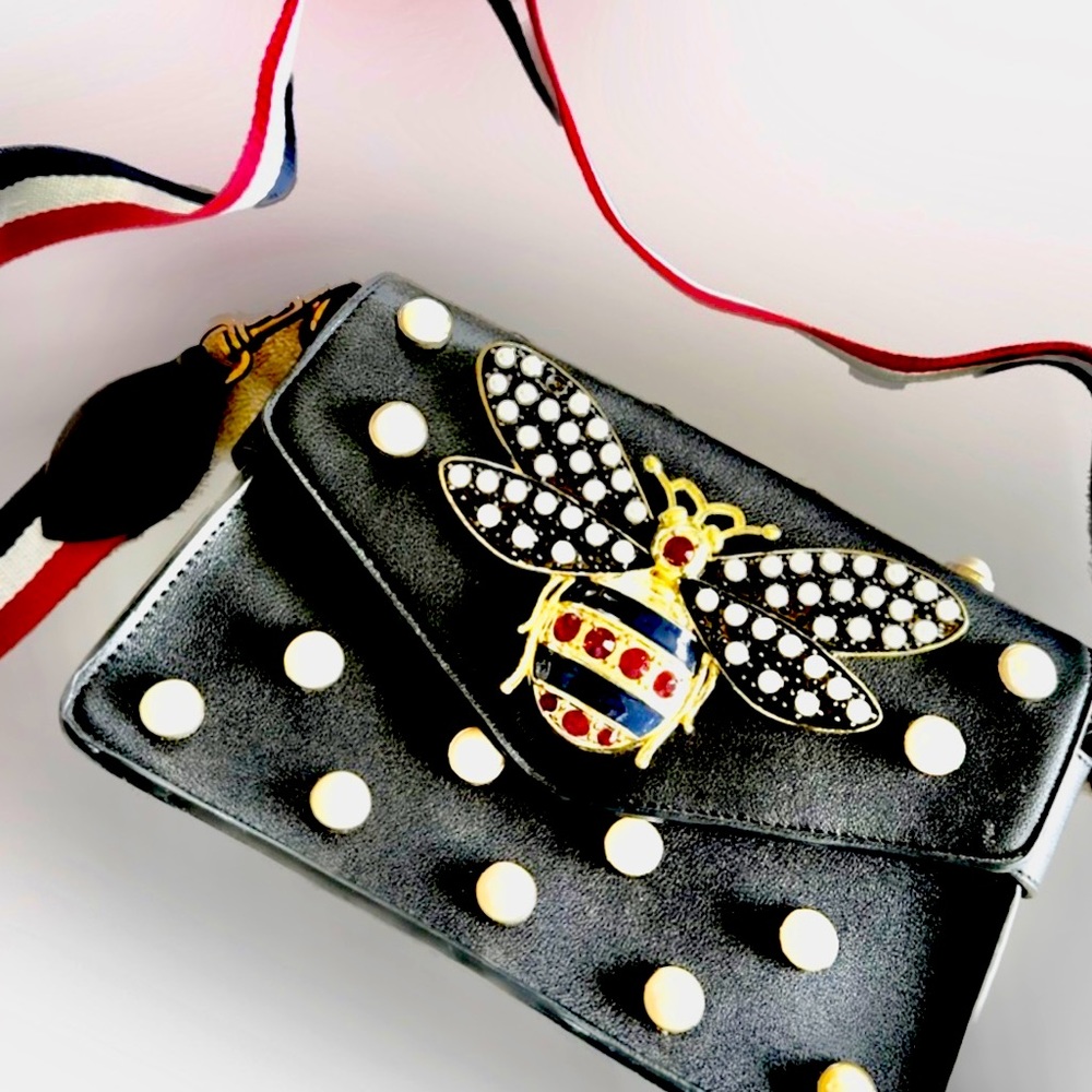 Beaded Leather Bag - OS
